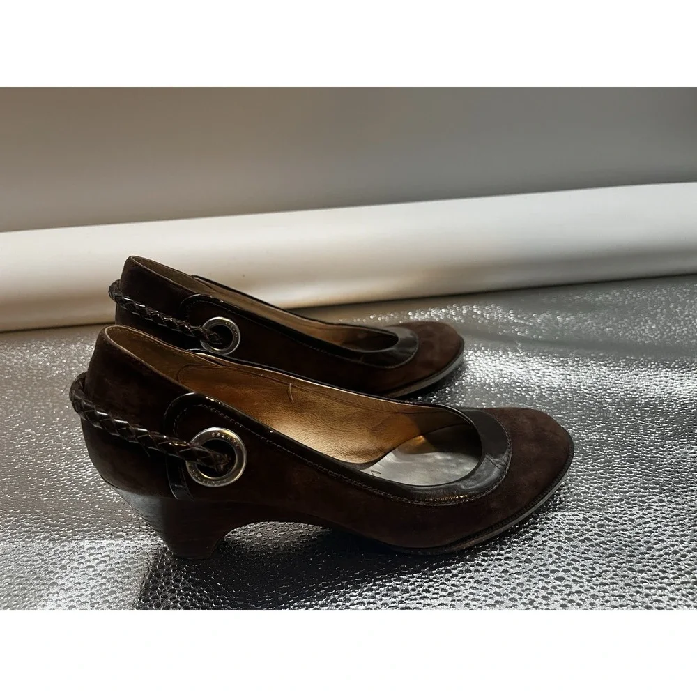Womens‎ Sperry Top-Sider Boat wedge heels Brown with braided trim detailing 7M